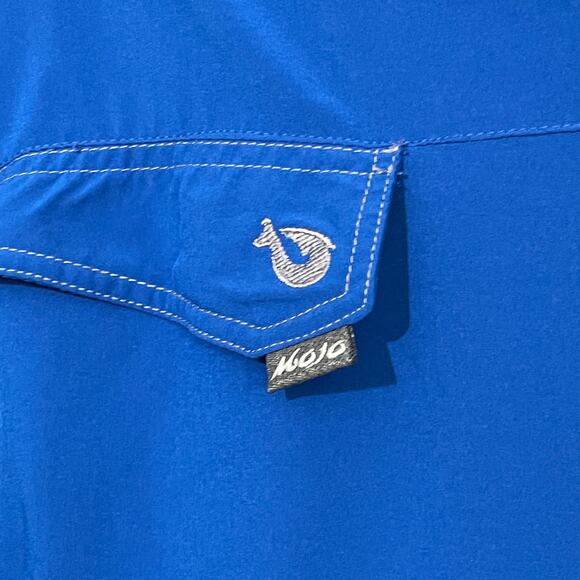 Mojo Sportswear Co Fishing Shirt Men's Medium Blue Pearl Snap Vented Quick Dry - Picture 11 of 13